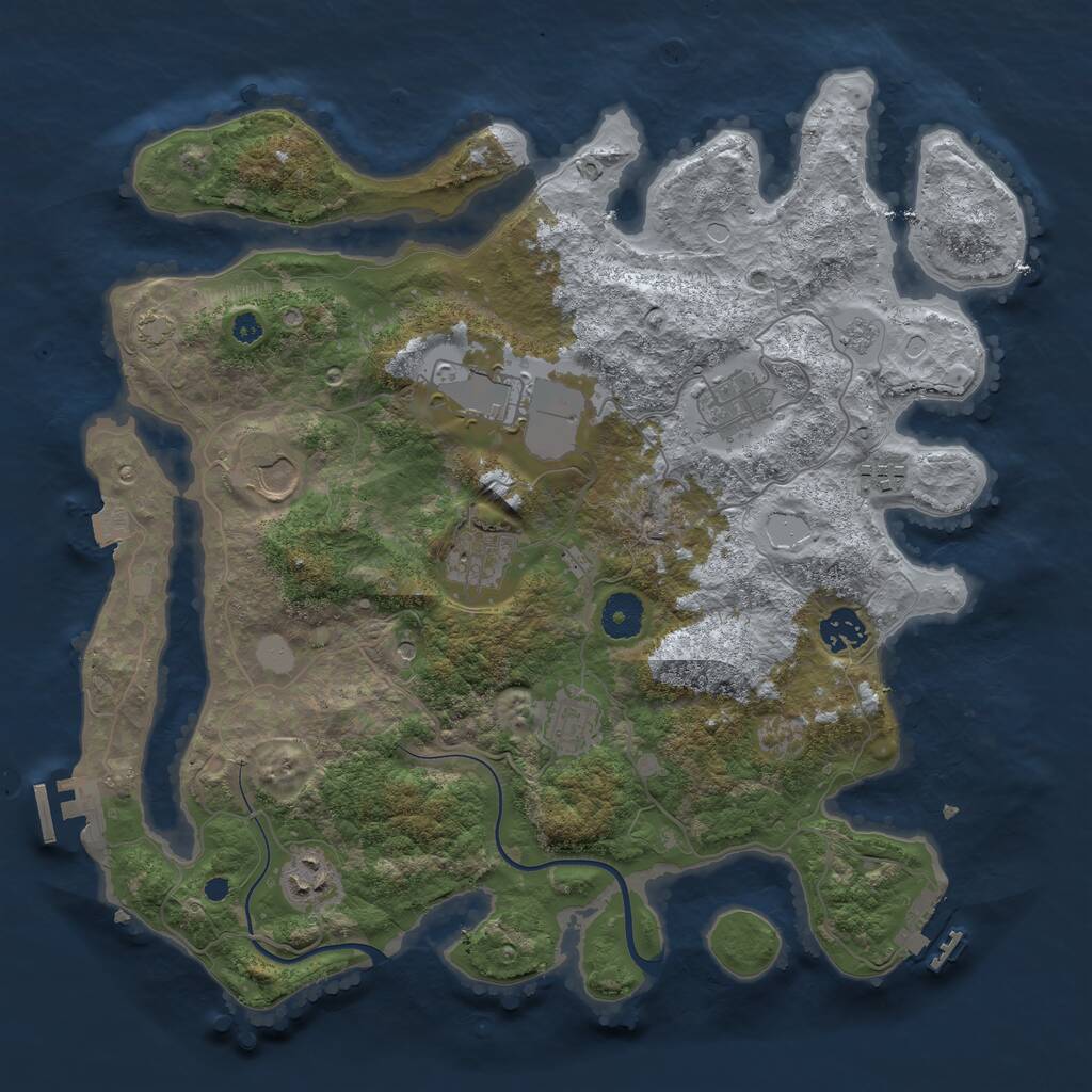 Rust Map: Procedural Map, Size: 3700, Seed: 998121, 14 Monuments