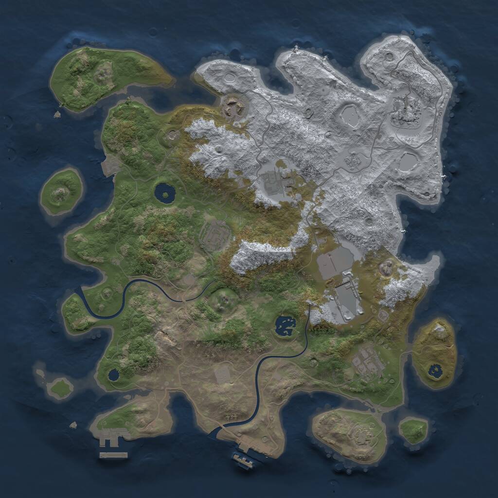 Rust Map: Procedural Map, Size: 3600, Seed: 990312, 13 Monuments