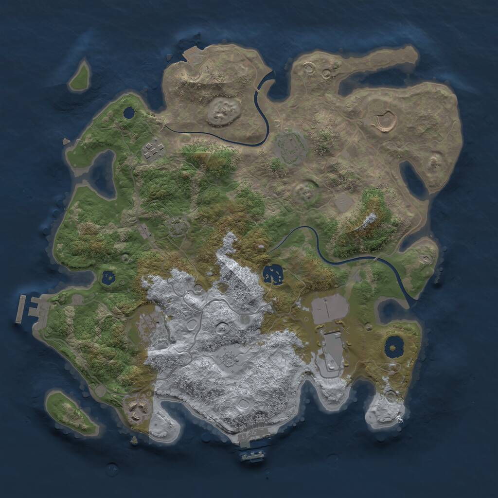 Rust Map: Procedural Map, Size: 3500, Seed: 2075841139, 13 Monuments