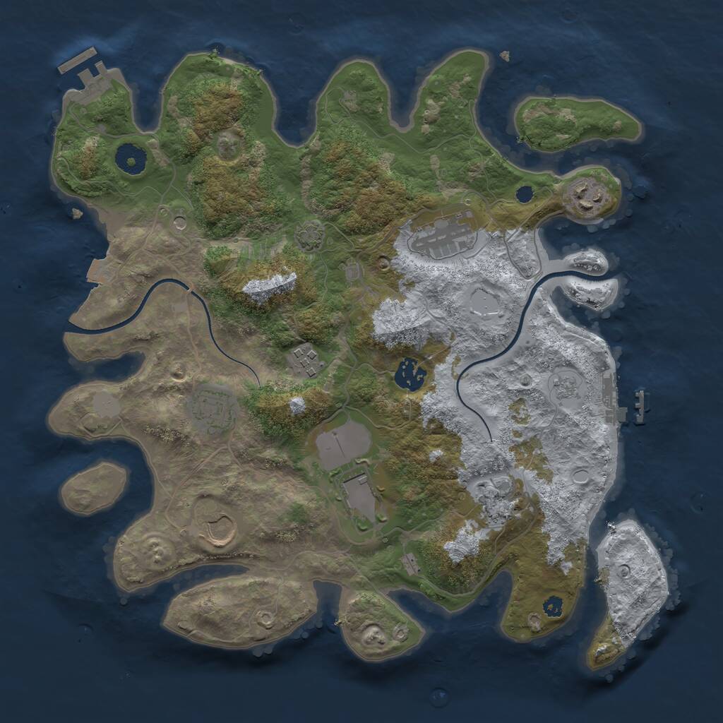 Rust Map: Procedural Map, Size: 3500, Seed: 183284885, 14 Monuments