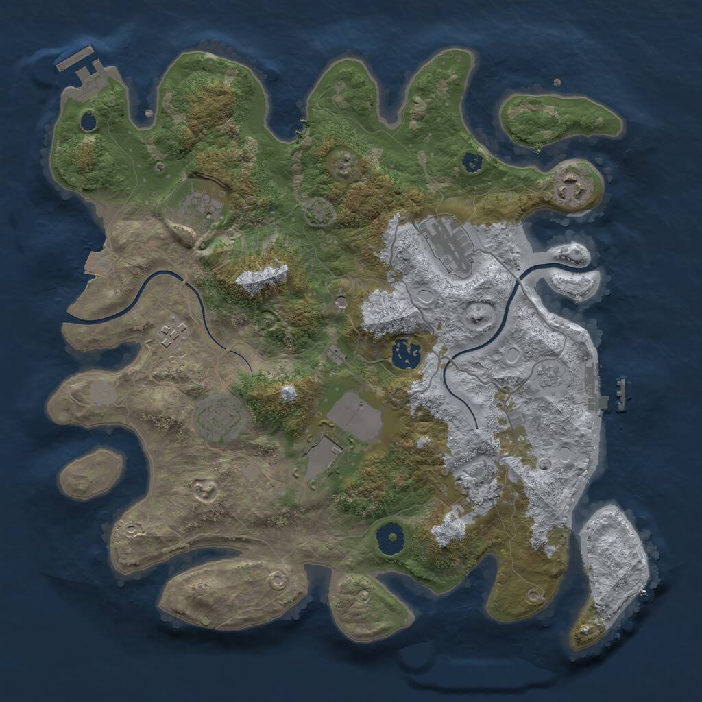 Rust Map: Procedural Map, Size: 3500, Seed: 183284885, 14 Monuments