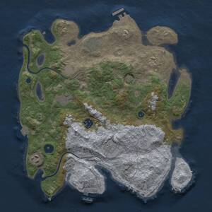 Thumbnail Rust Map: Procedural Map, Size: 3400, Seed: 684654, 13 Monuments