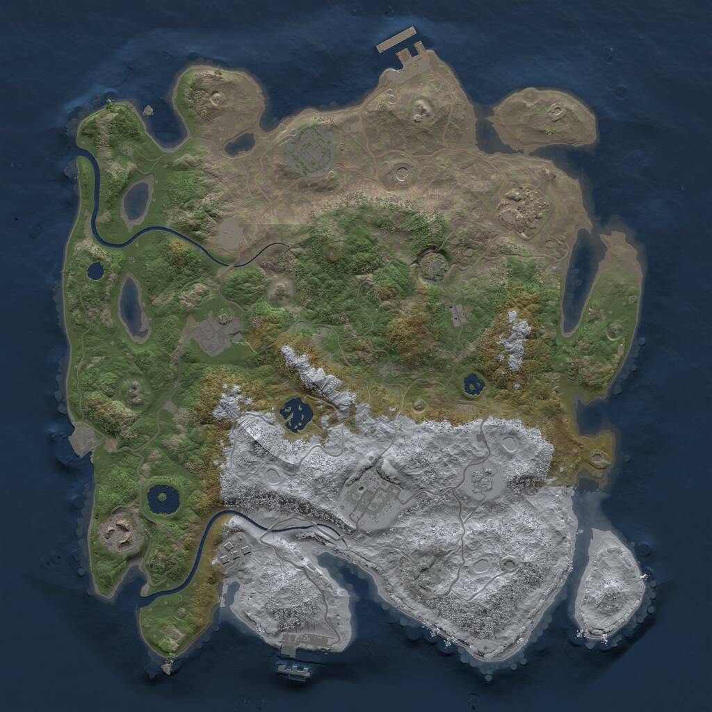 Rust Map: Procedural Map, Size: 3400, Seed: 684654, 13 Monuments