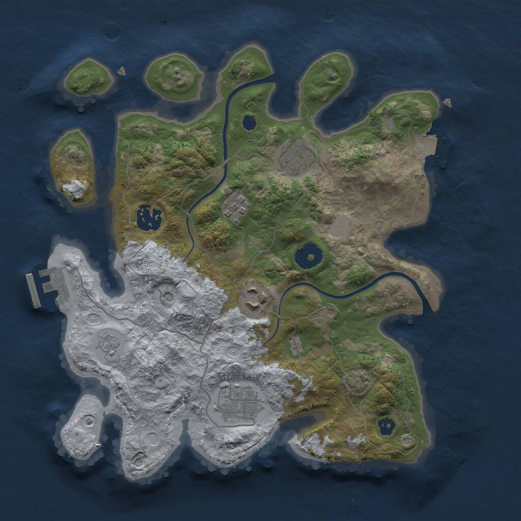 Rust Map: Procedural Map, Size: 3000, Seed: 825861062, 10 Monuments