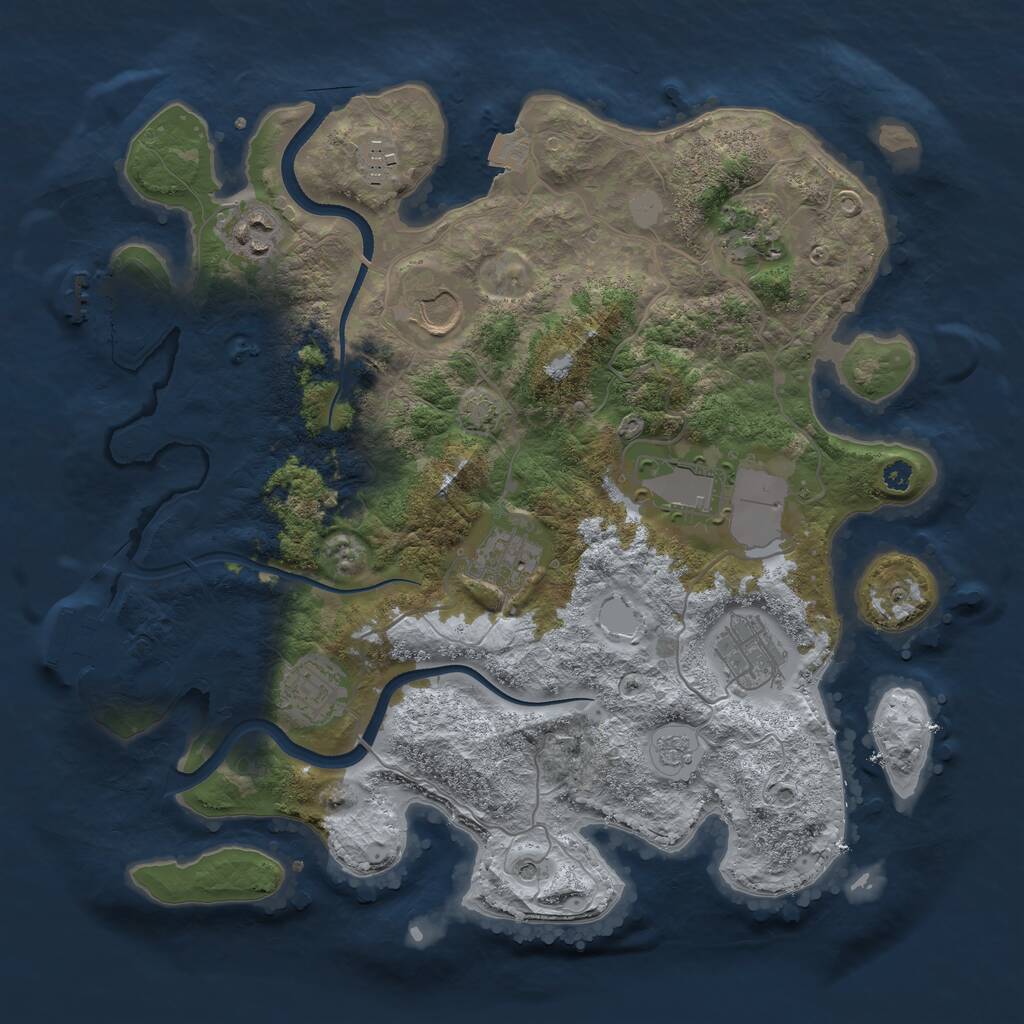 Rust Map: Procedural Map, Size: 3500, Seed: 320928265, 14 Monuments
