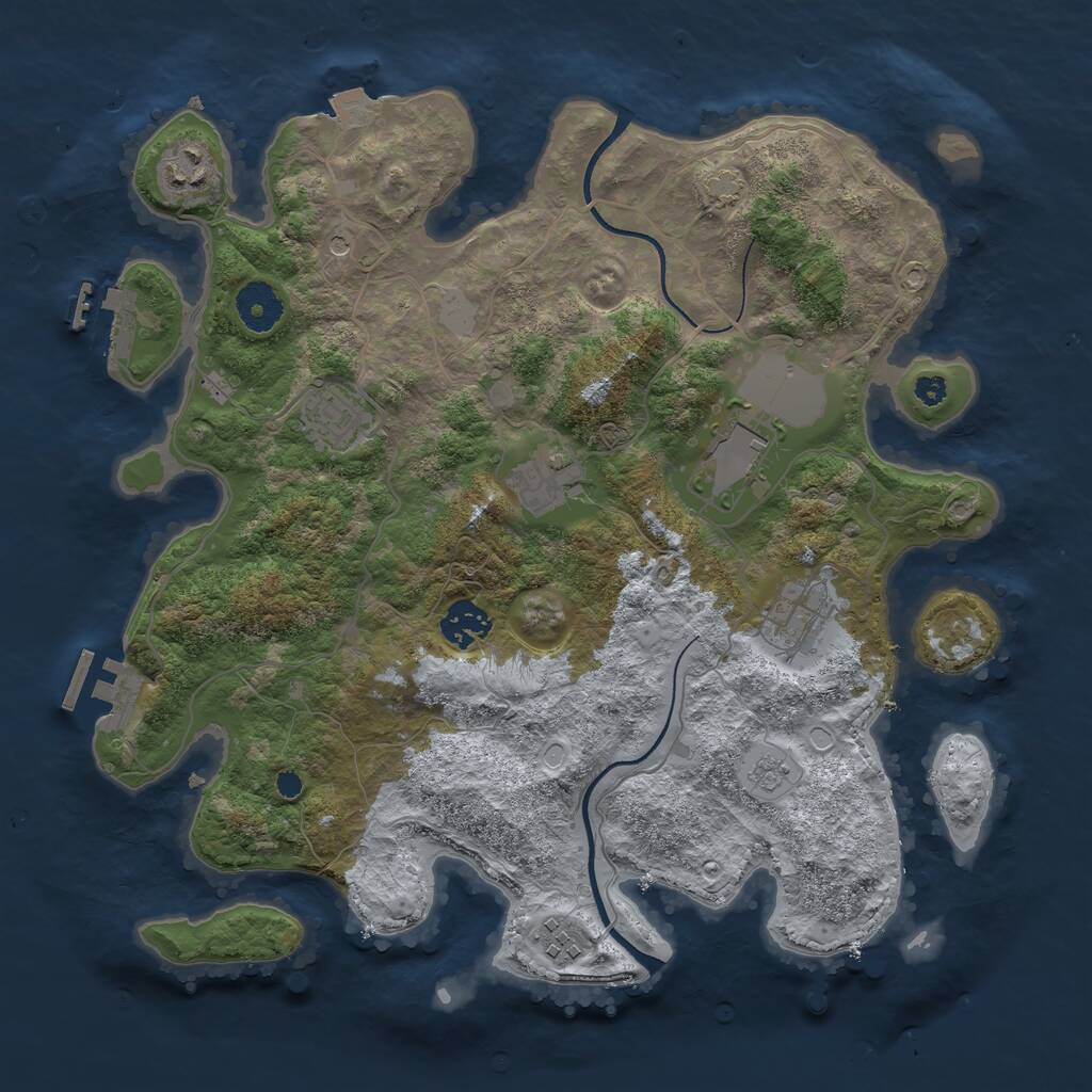 Rust Map: Procedural Map, Size: 3500, Seed: 320928265, 13 Monuments