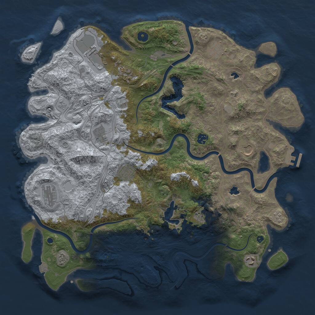 Rust Map: Procedural Map, Size: 4500, Seed: 57245, 16 Monuments
