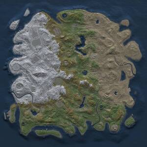 Thumbnail Rust Map: Procedural Map, Size: 4500, Seed: 57245, 14 Monuments