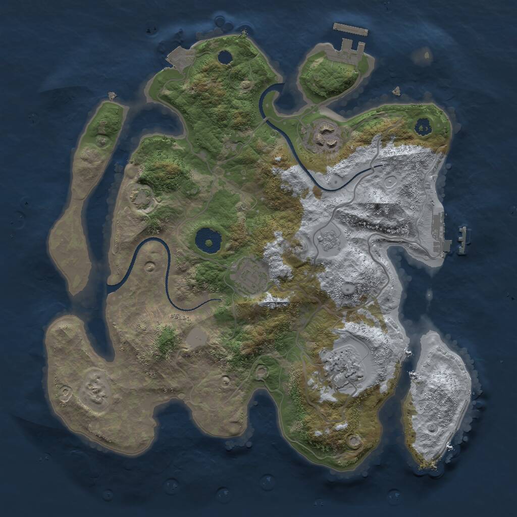 Rust Map: Procedural Map, Size: 3000, Seed: 5319426, 8 Monuments