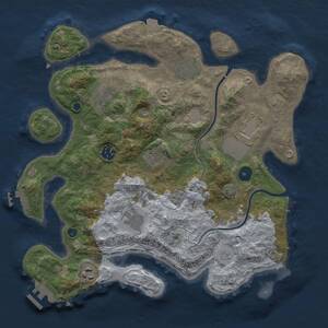 Thumbnail Rust Map: Procedural Map, Size: 3500, Seed: 553445281, 14 Monuments