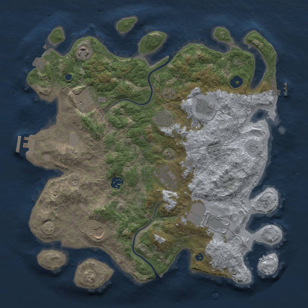 Rust Map: Procedural Map, Size: 3800, Seed: 308157370, 15 Monuments