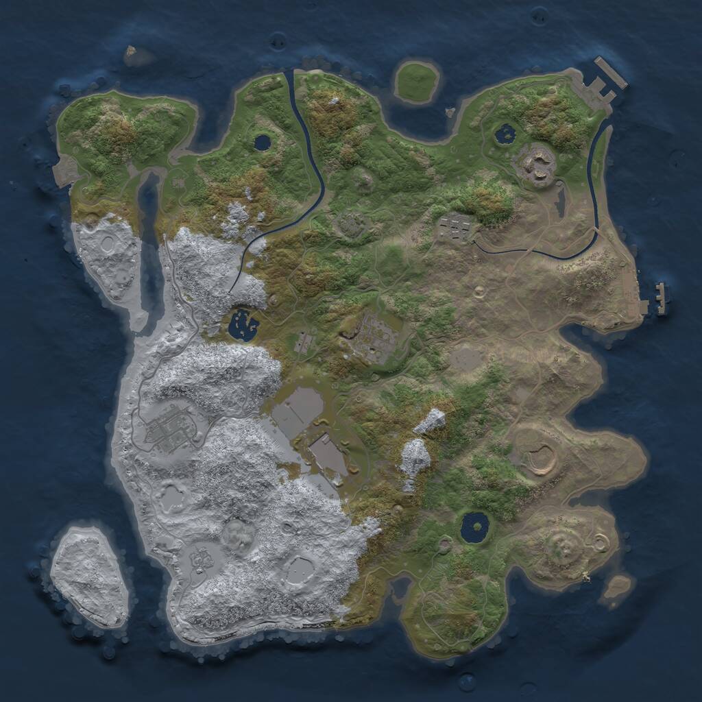 Rust Map: Procedural Map, Size: 3500, Seed: 1556502748, 12 Monuments