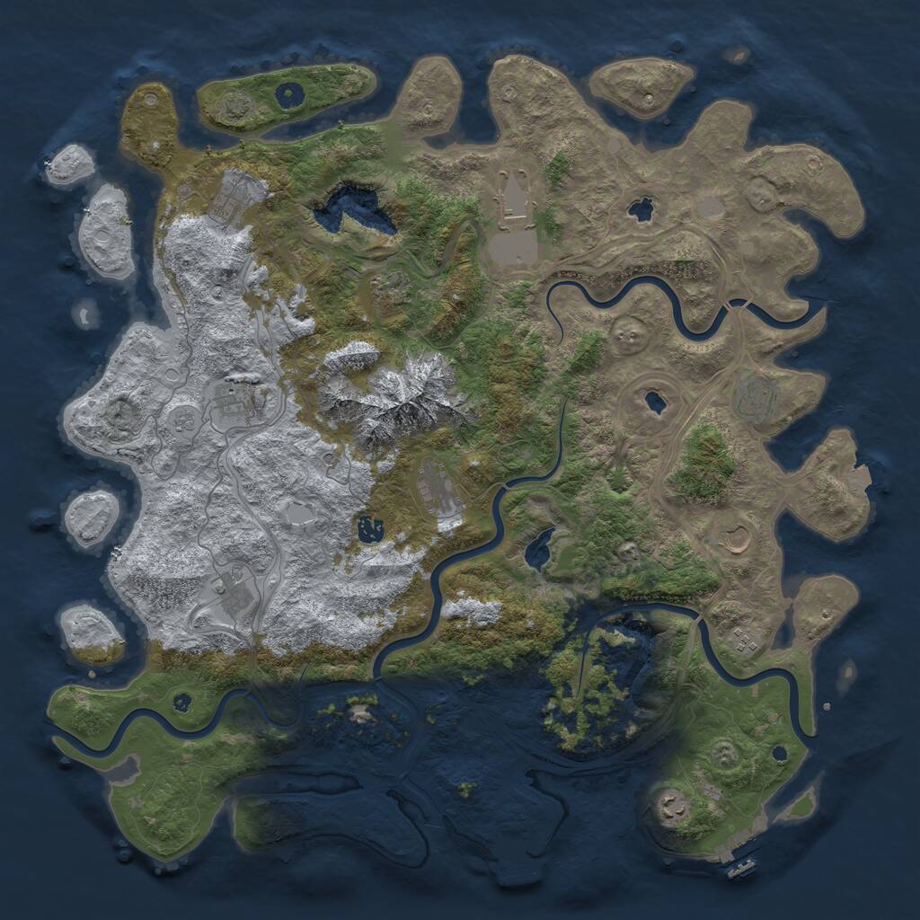 Rust Map: Procedural Map, Size: 5000, Seed: 1658970035, 17 Monuments