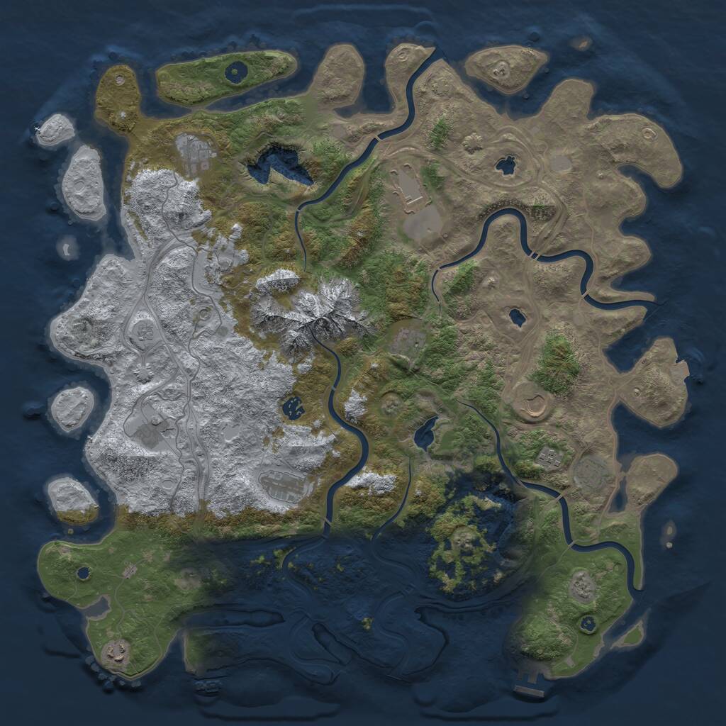 Rust Map: Procedural Map, Size: 5000, Seed: 1658970035, 17 Monuments