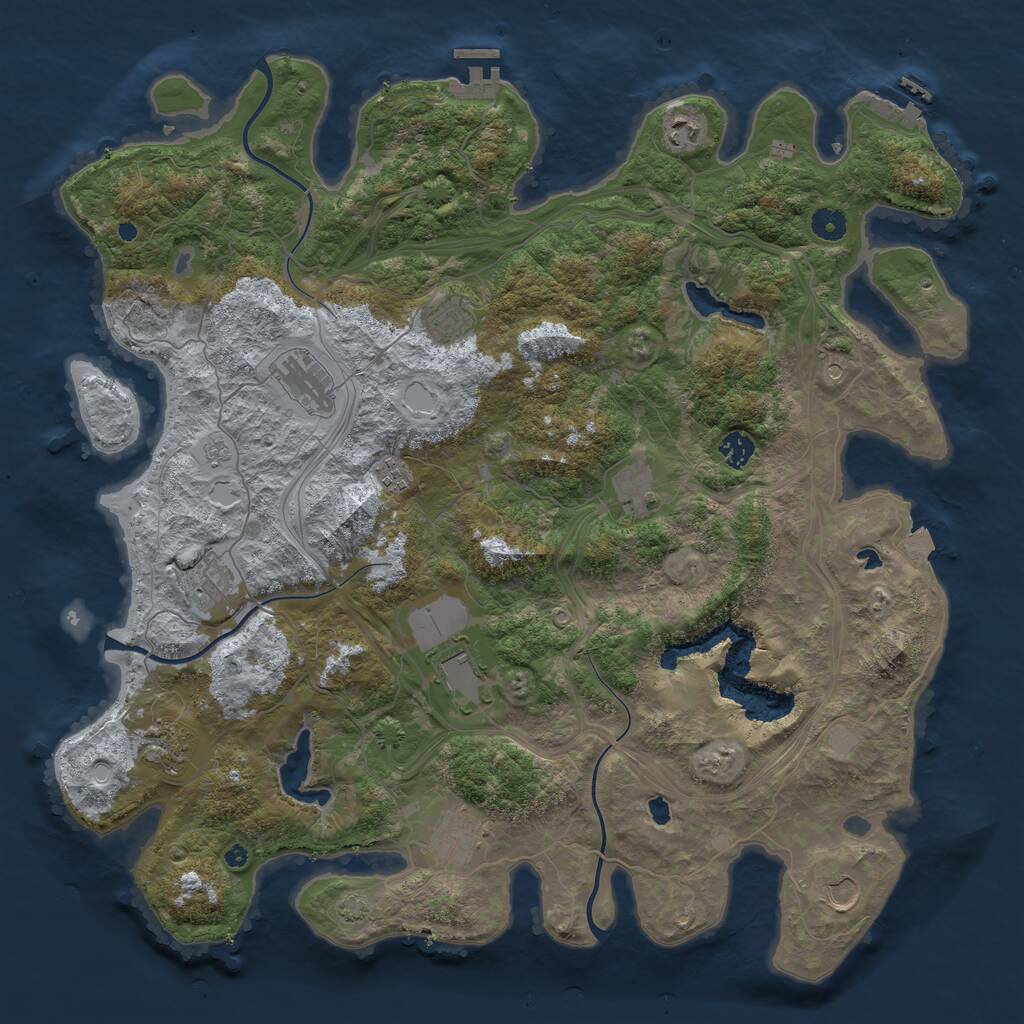 Rust Map: Procedural Map, Size: 4500, Seed: 61334714, 17 Monuments