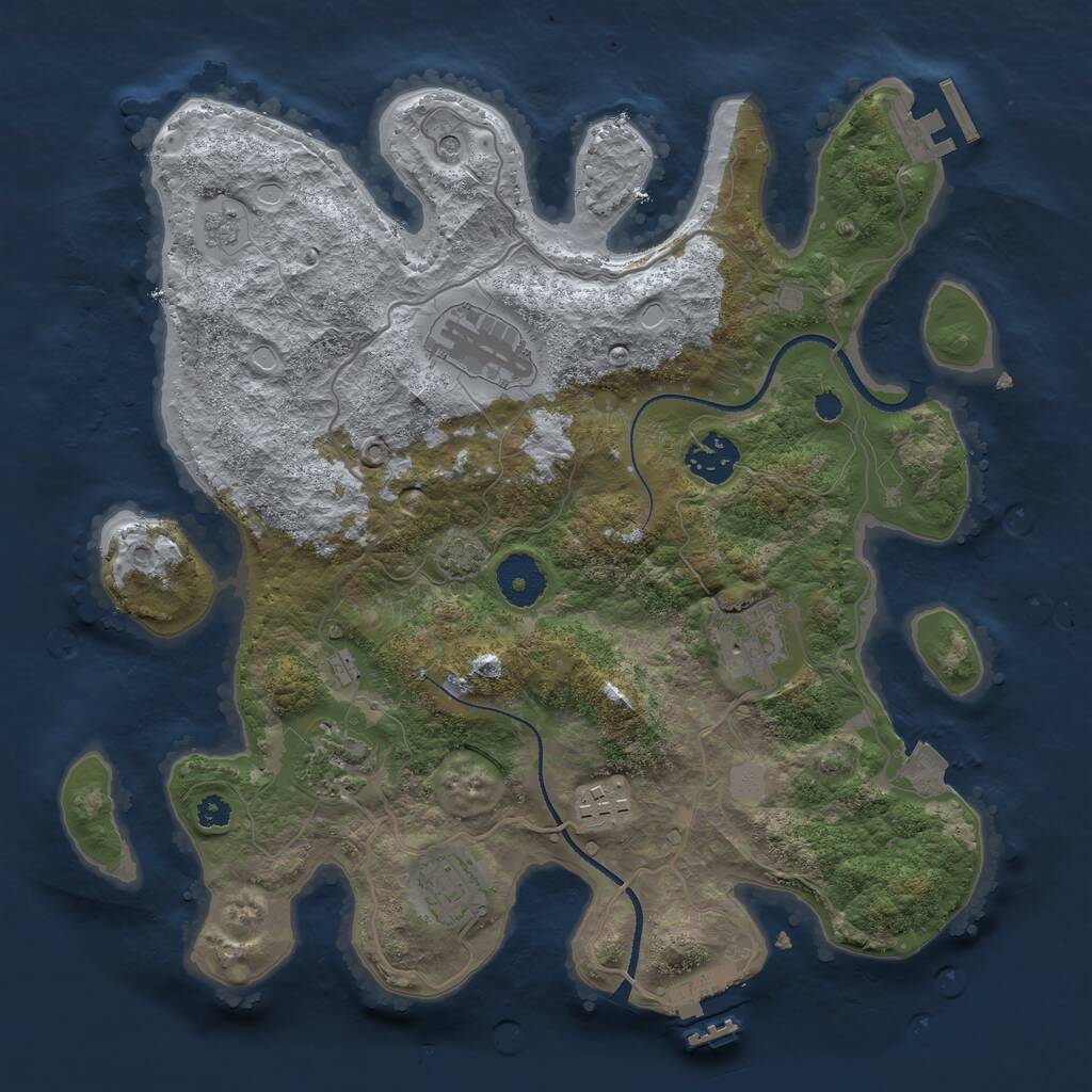 Rust Map: Procedural Map, Size: 3300, Seed: 737138436, 12 Monuments