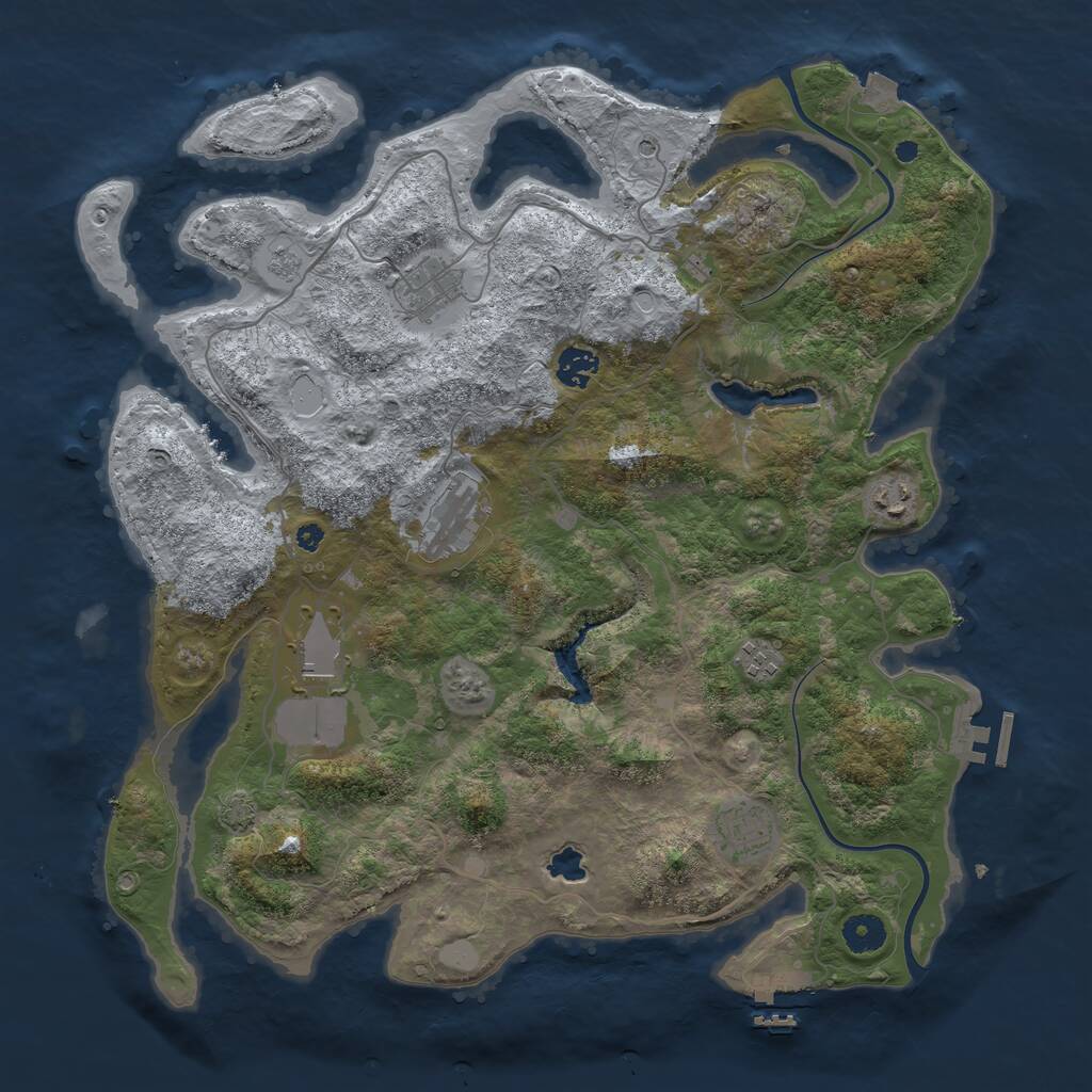 Rust Map: Procedural Map, Size: 4000, Seed: 1161314270, 13 Monuments