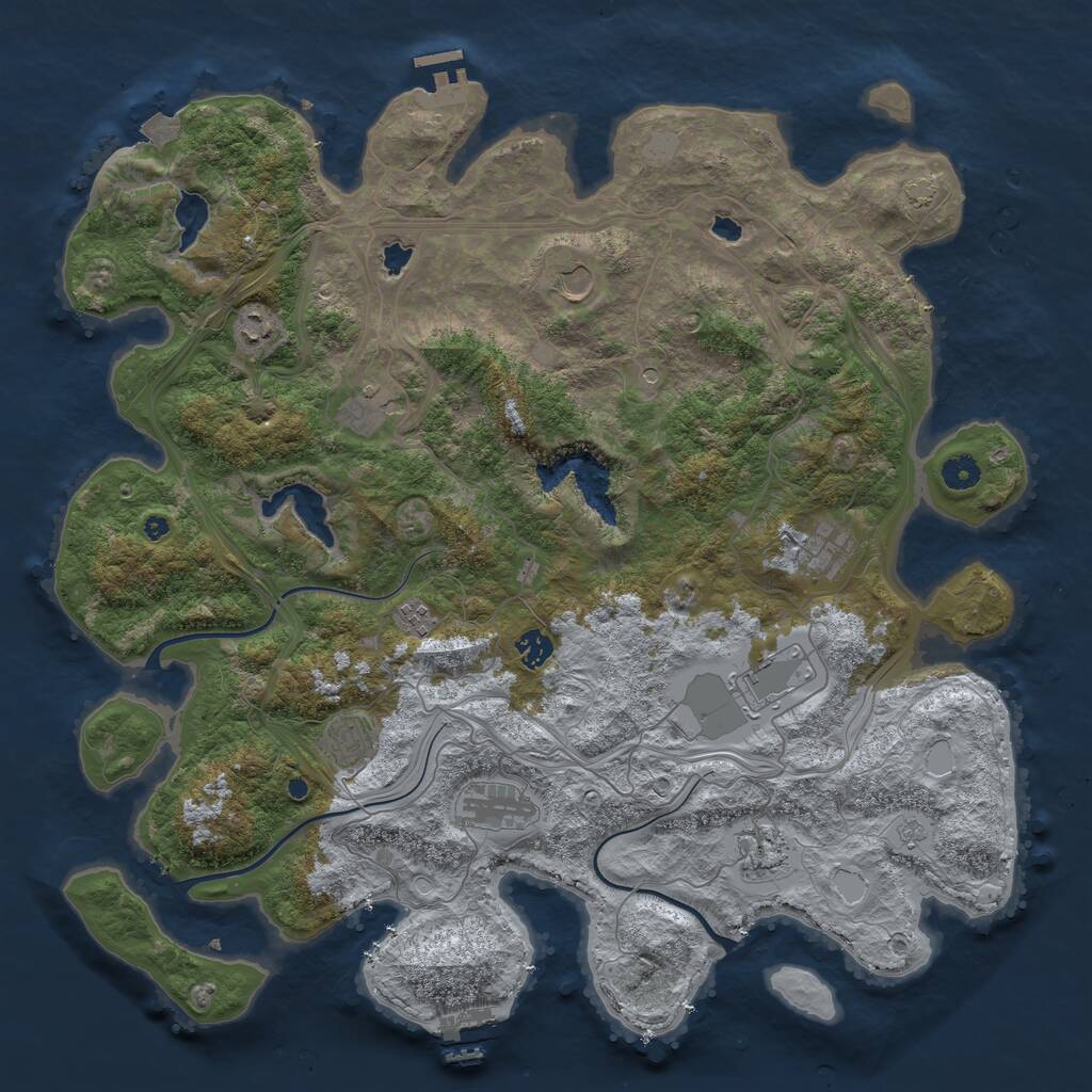 Rust Map: Procedural Map, Size: 4500, Seed: 308543462, 16 Monuments