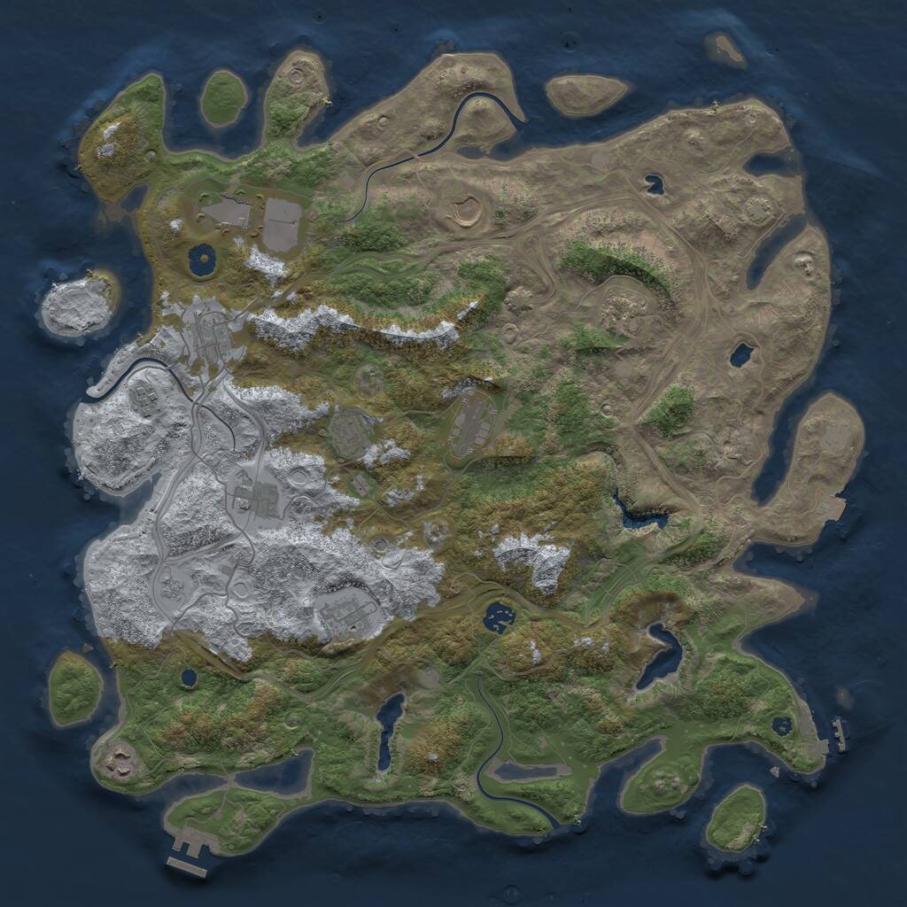 Rust Map: Procedural Map, Size: 4500, Seed: 1241189336, 17 Monuments