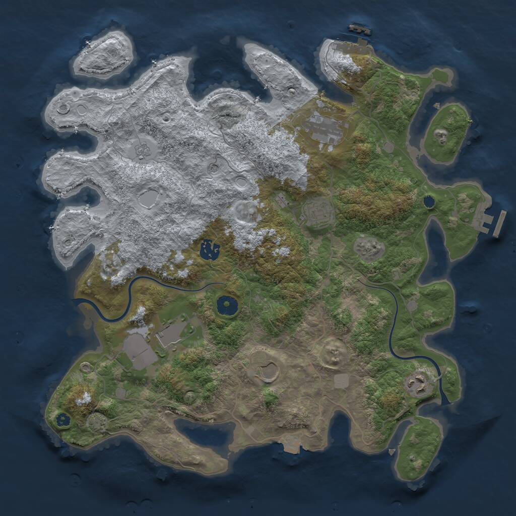 Rust Map: Procedural Map, Size: 3750, Seed: 514166744, 12 Monuments