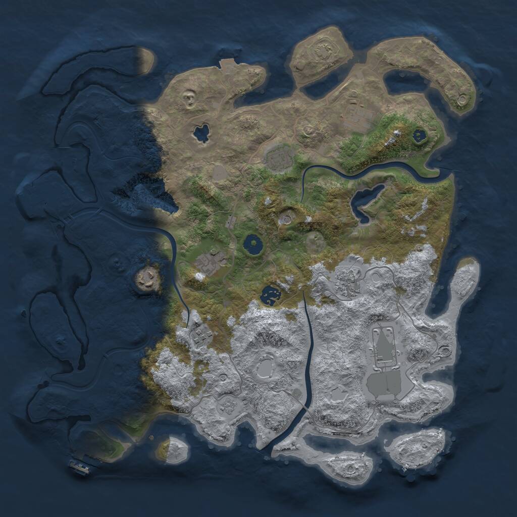 Rust Map: Procedural Map, Size: 4000, Seed: 292556557, 14 Monuments