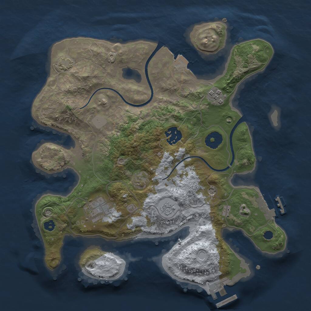 Rust Map: Procedural Map, Size: 2800, Seed: 553421430, 9 Monuments