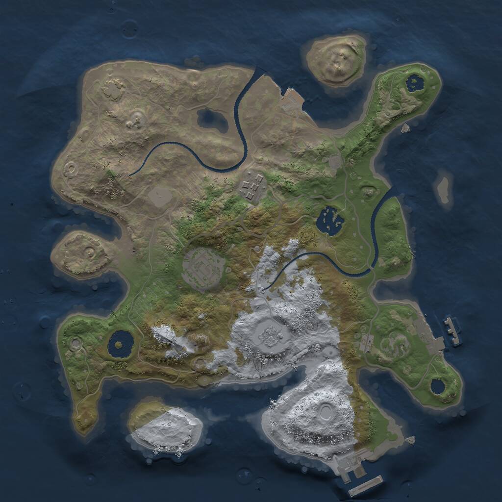 Rust Map: Procedural Map, Size: 2800, Seed: 553421430, 8 Monuments