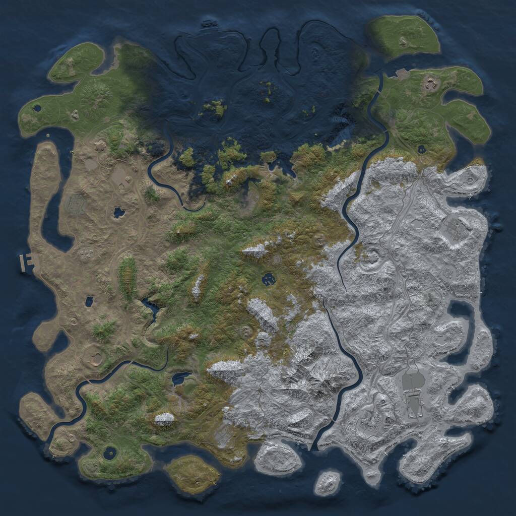 Rust Map: Procedural Map, Size: 6000, Seed: 88671, 17 Monuments