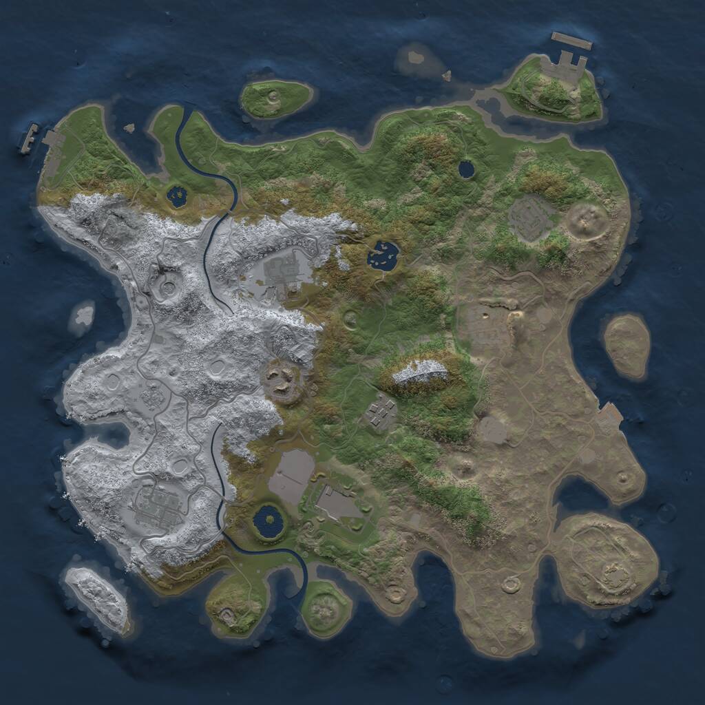 Rust Map: Procedural Map, Size: 3500, Seed: 1925467071, 14 Monuments