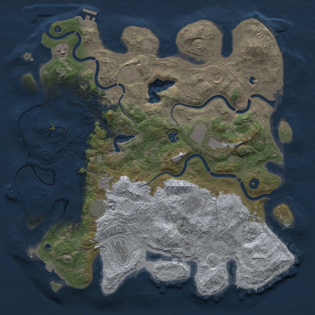 Rust Map: Procedural Map, Size: 4400, Seed: 4140648, 16 Monuments
