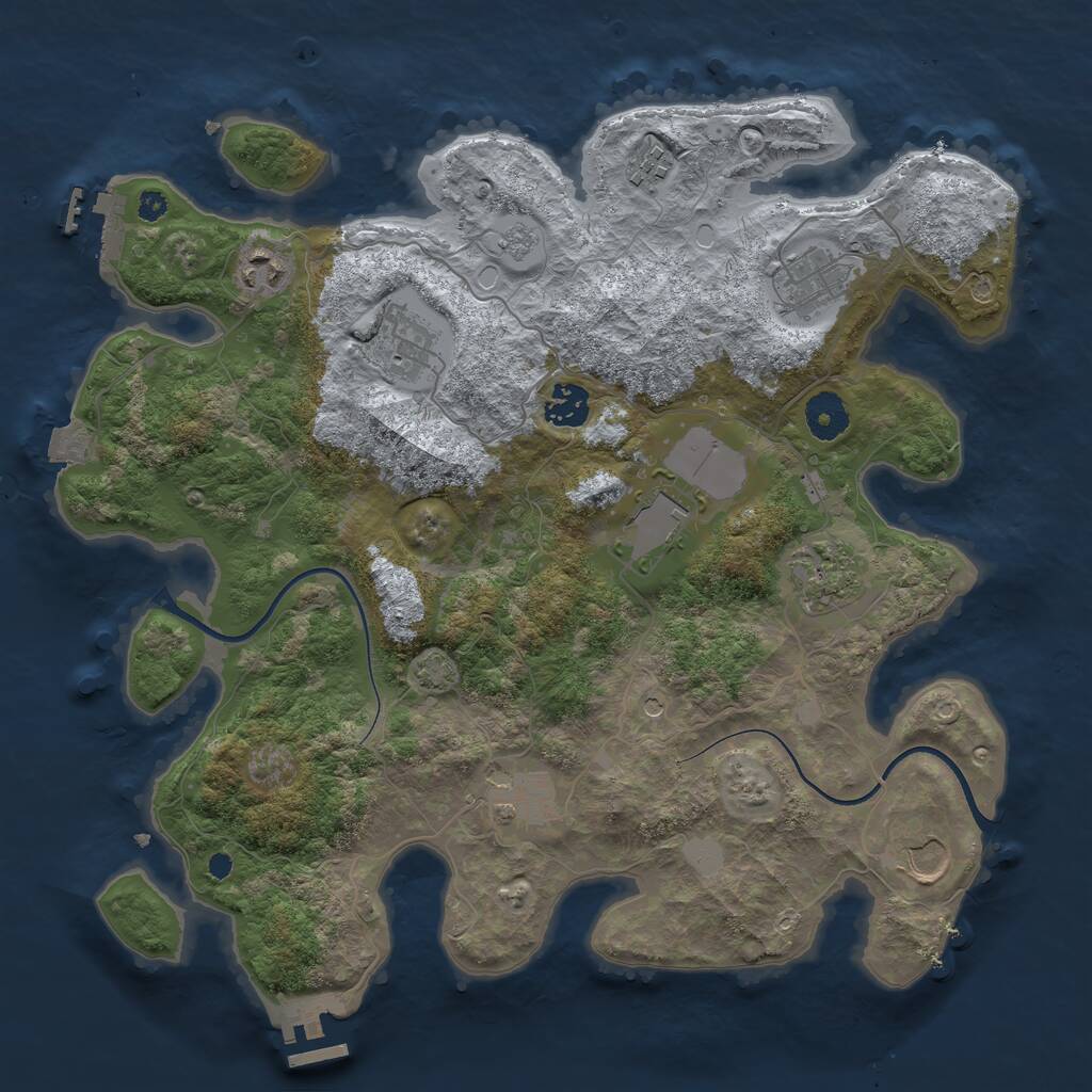 Rust Map: Procedural Map, Size: 3644, Seed: 1, 15 Monuments