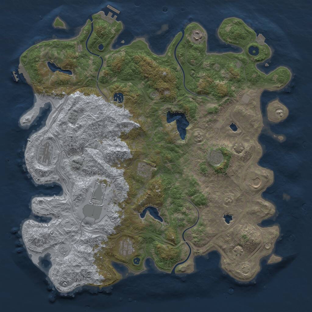 Rust Map: Procedural Map, Size: 4500, Seed: 634697309, 15 Monuments