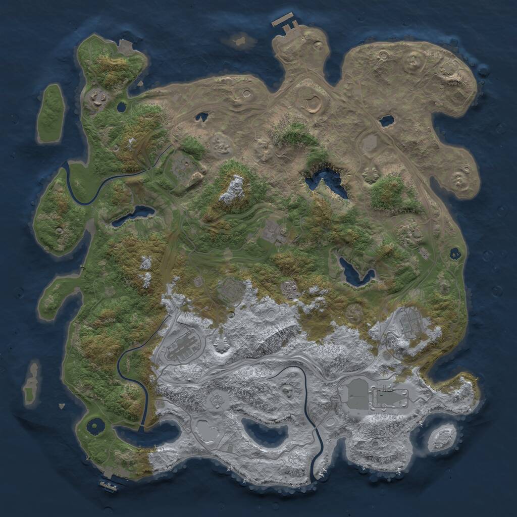 Rust Map: Procedural Map, Size: 4500, Seed: 859048658, 16 Monuments