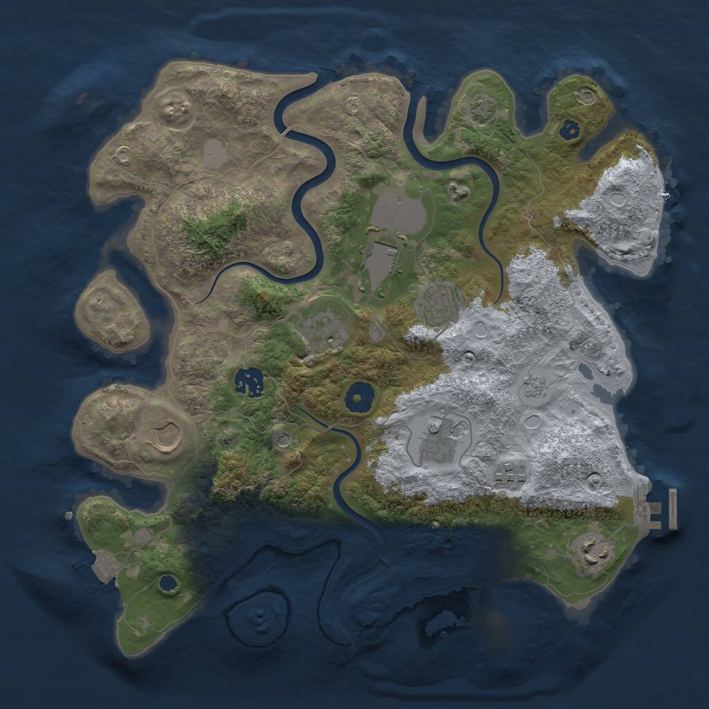 Rust Map: Procedural Map, Size: 3500, Seed: 2006672080, 13 Monuments