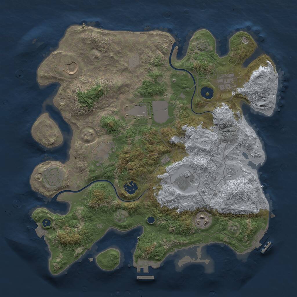 Rust Map: Procedural Map, Size: 3500, Seed: 2006672080, 14 Monuments