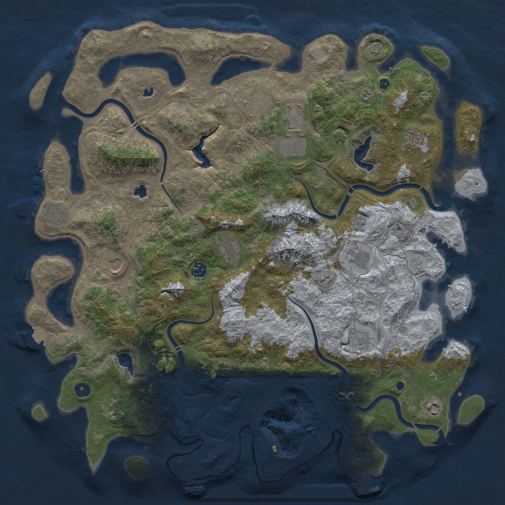Rust Map: Procedural Map, Size: 5000, Seed: 1912947701, 17 Monuments