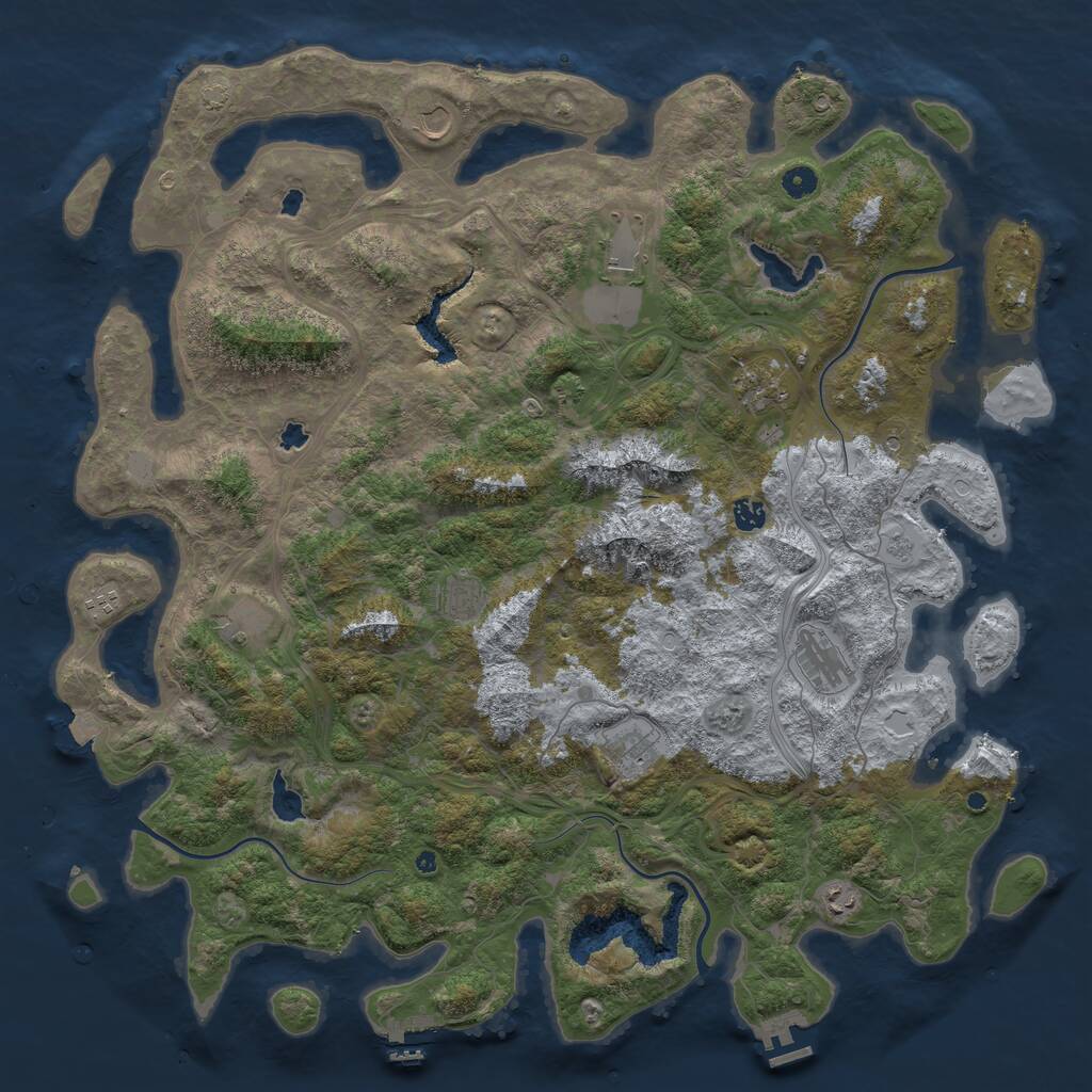 Rust Map: Procedural Map, Size: 5000, Seed: 1912947701, 16 Monuments