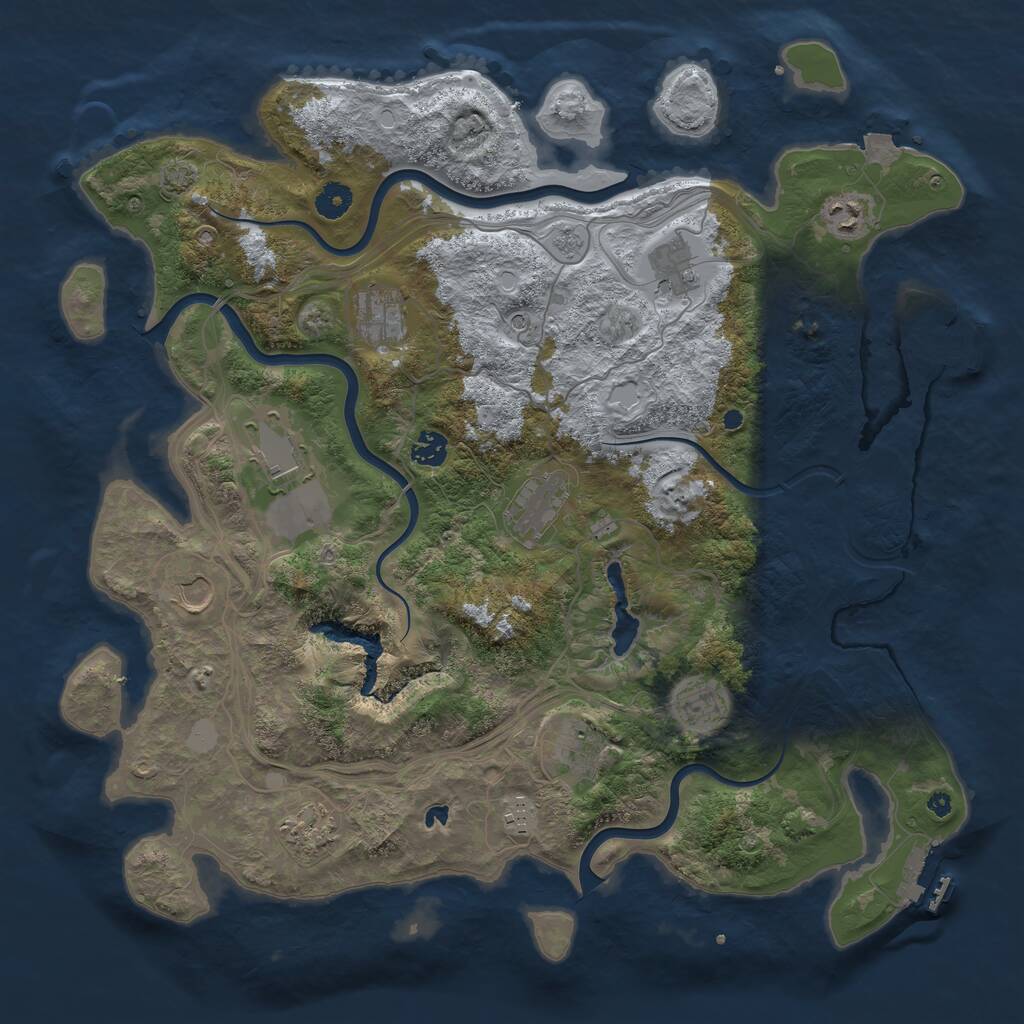 Rust Map: Procedural Map, Size: 4250, Seed: 1088261426, 17 Monuments