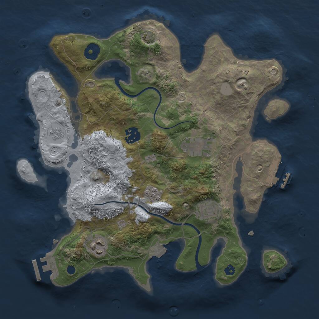 Rust Map: Procedural Map, Size: 3000, Seed: 1089442424, 10 Monuments