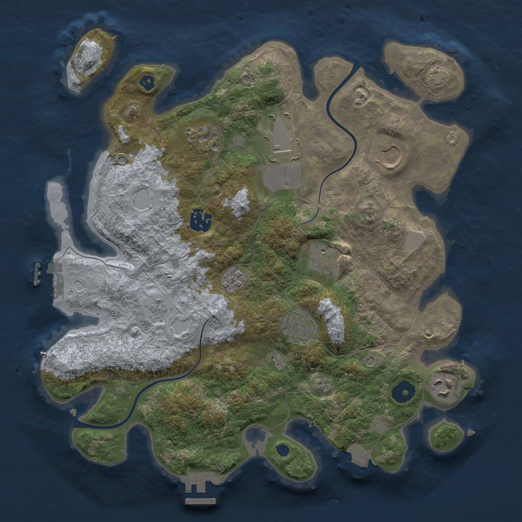 Rust Map: Procedural Map, Size: 3500, Seed: 50776361, 14 Monuments