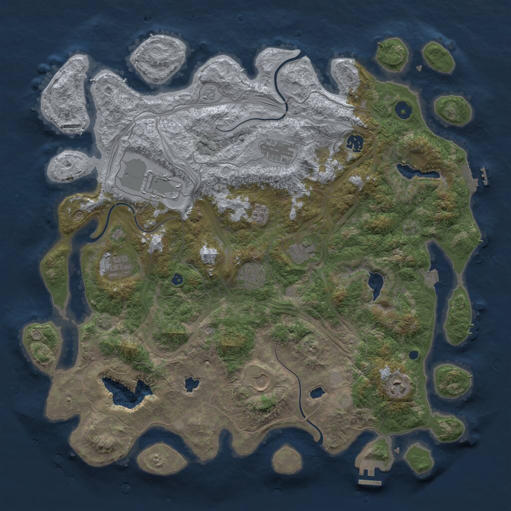 Rust Map: Procedural Map, Size: 4500, Seed: 1999215905, 15 Monuments