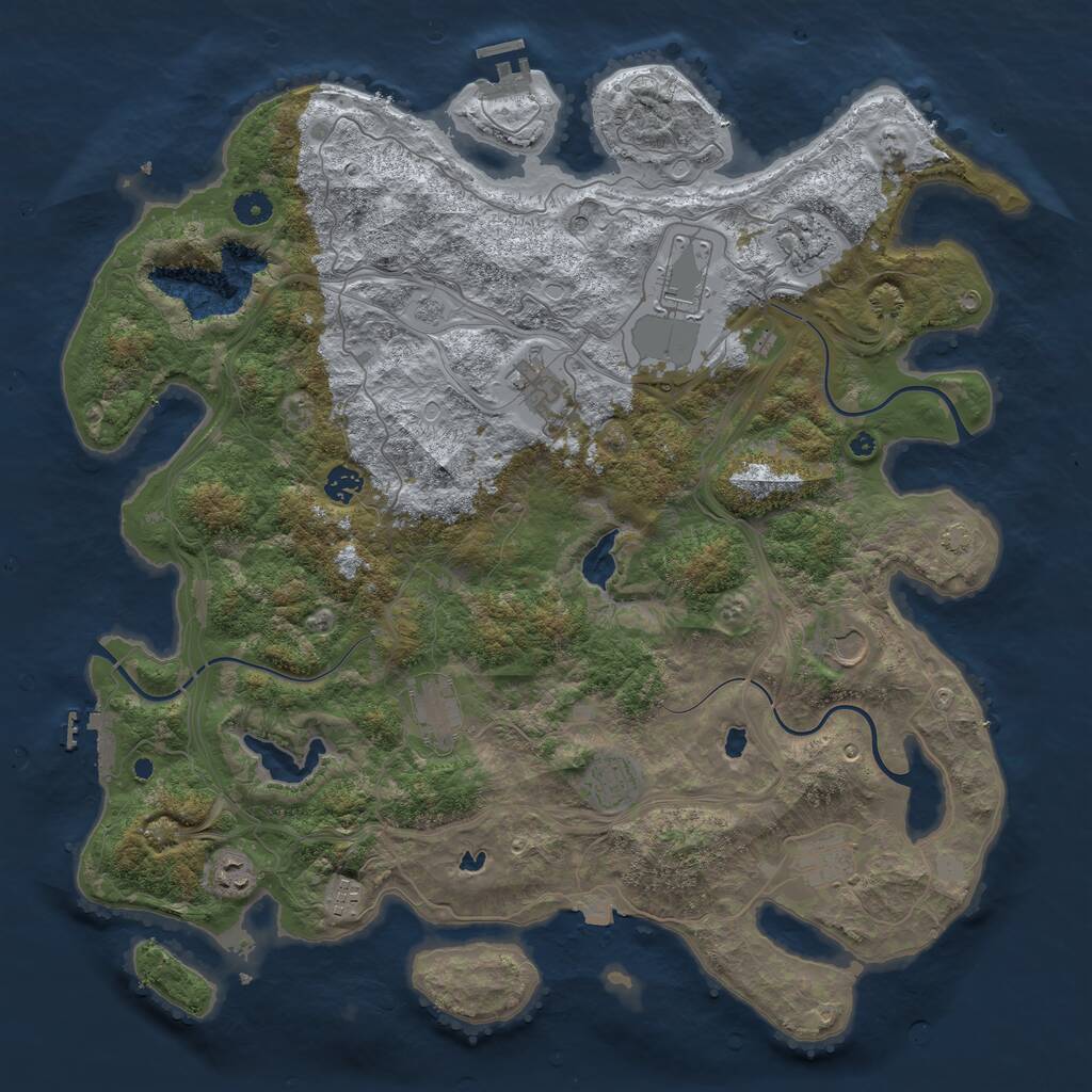 Rust Map: Procedural Map, Size: 4500, Seed: 283352443, 16 Monuments