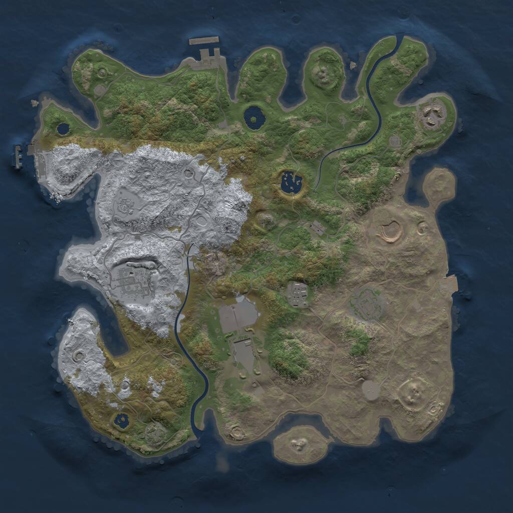 Rust Map: Procedural Map, Size: 3500, Seed: 217984133, 13 Monuments