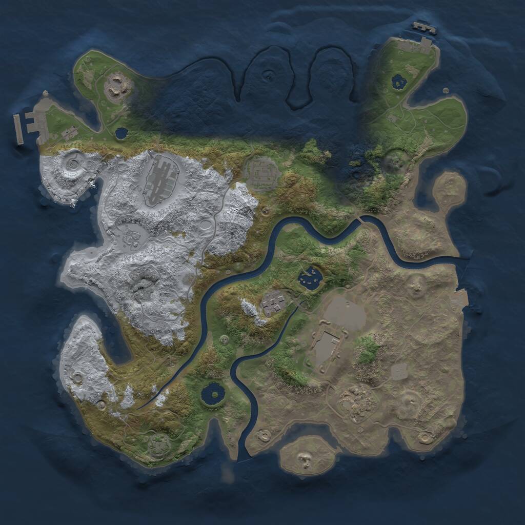 Rust Map: Procedural Map, Size: 3500, Seed: 217984133, 13 Monuments