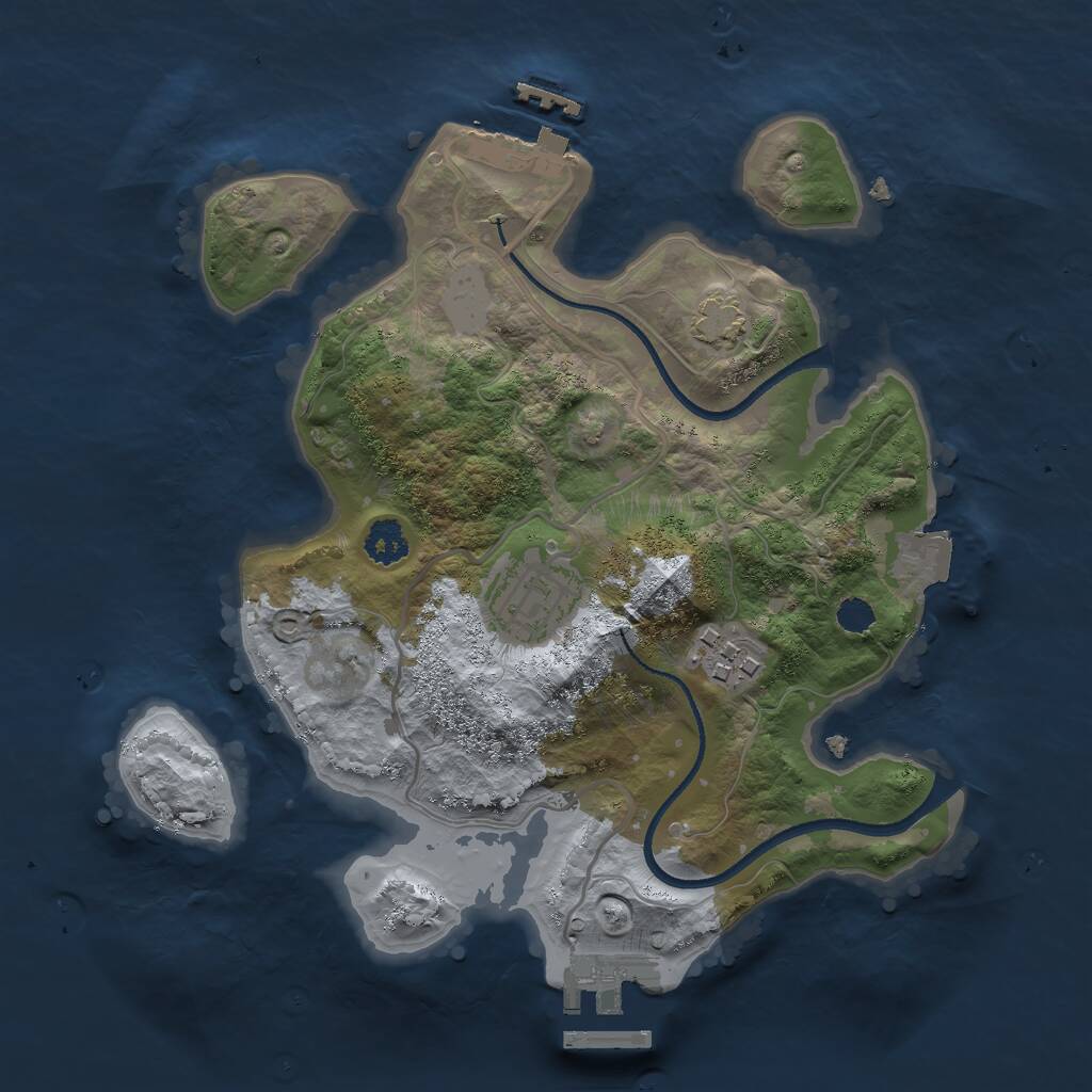 Rust Map: Procedural Map, Size: 2500, Seed: 640270467, 6 Monuments