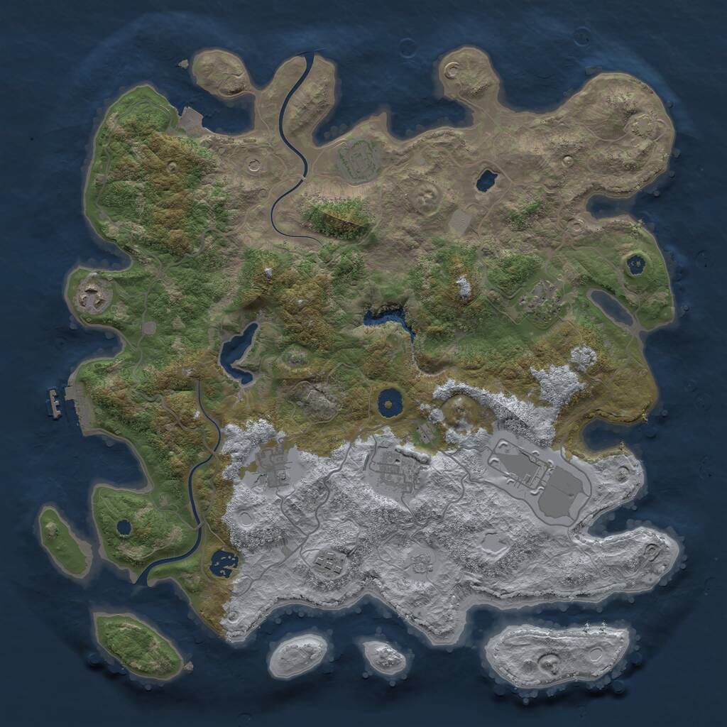 Rust Map: Procedural Map, Size: 4000, Seed: 1056949092, 13 Monuments