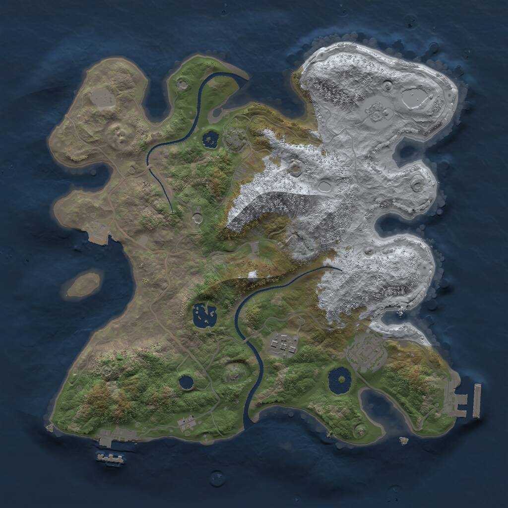 Rust Map: Procedural Map, Size: 3000, Seed: 228504907, 9 Monuments