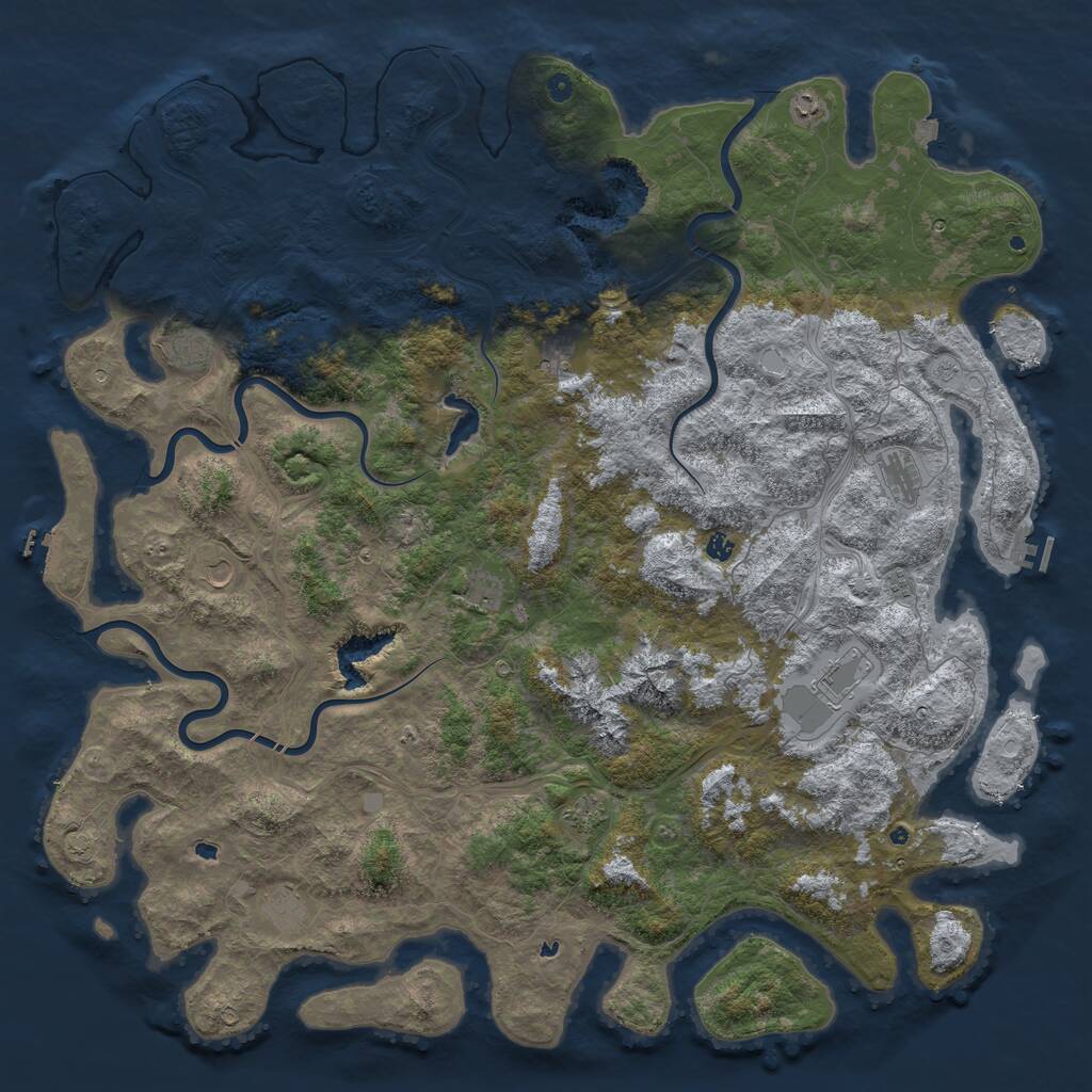 Rust Map: Procedural Map, Size: 6000, Seed: 1945404654, 17 Monuments