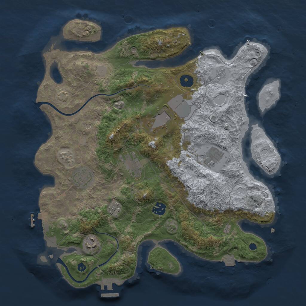 Rust Map: Procedural Map, Size: 3500, Seed: 1738735693, 13 Monuments