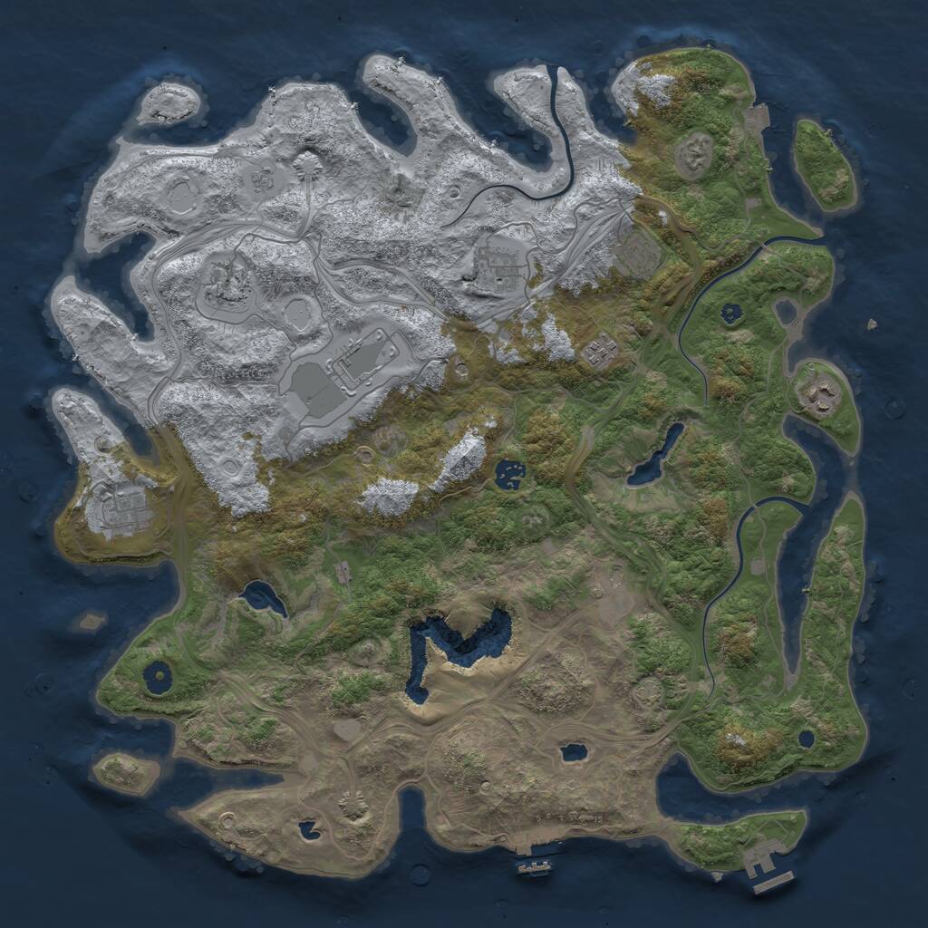 Rust Map: Procedural Map, Size: 4500, Seed: 1416550003, 15 Monuments